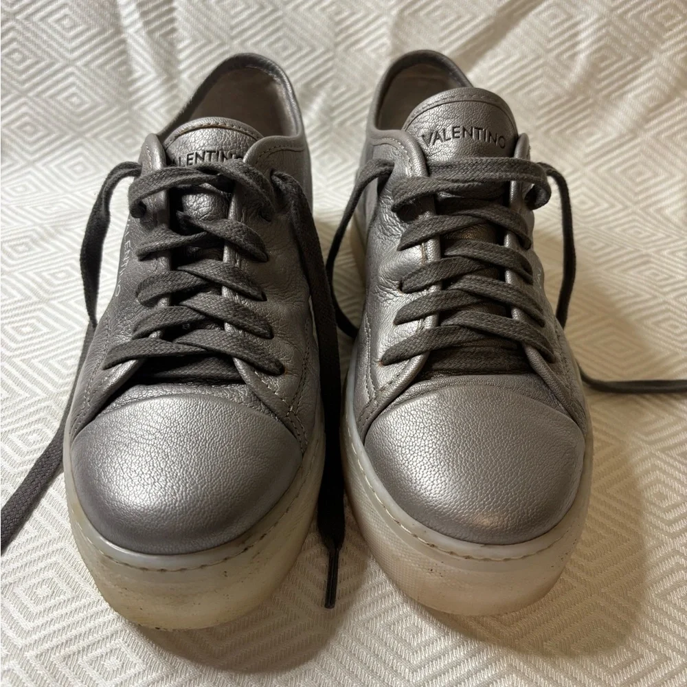 Valentino platform women’s silver Gray Sneakers size 7.5 - Picture 3 of 15